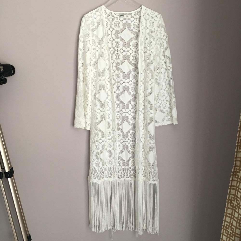 Hitherto XS Cardigan duster fringe bridal wrap - Picture 7 of 8